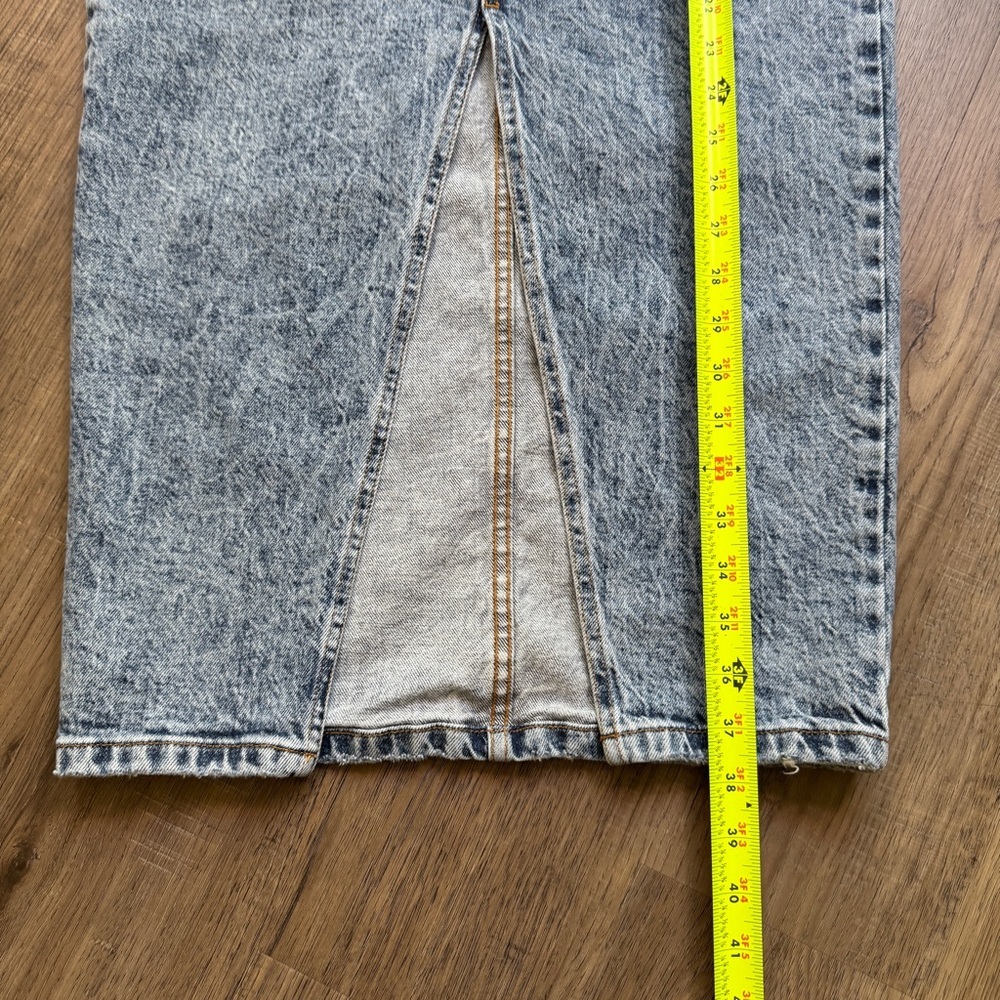 Asos Design High-Waist Acid Wash Denim Midi Skirt - Size US 4 - Picture 3 of 11